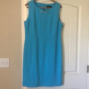 Sky blue work dress.